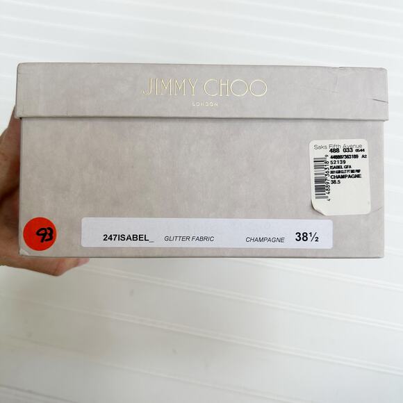 Jimmy Choo Isabel Champagne Glitter Peep Toe Pumps 38.5 Bridal Wedding Heel - Picture 11 of 12
